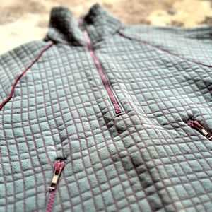 DIESEL quilted, zip neck sweatshirt with Joey pocket.